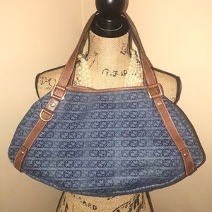 GUCCI BLUE DENIM MONOGRAM ABBEY SHOULDER BAG